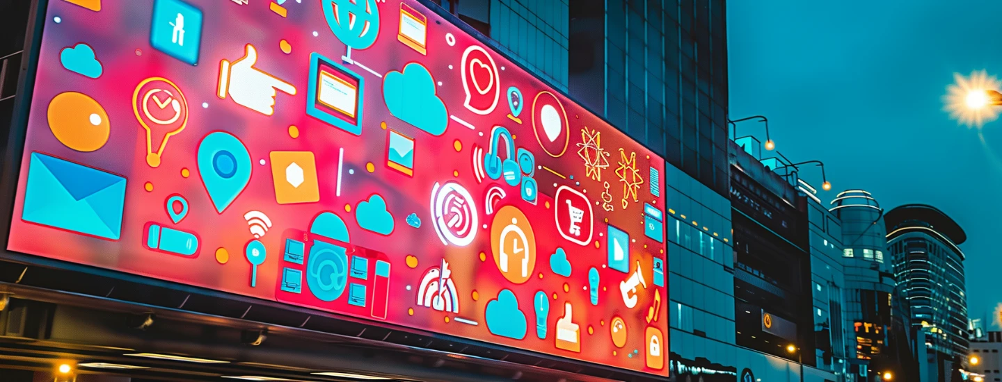 striscioni retroilluminabili - striscioni tech in una città moderna